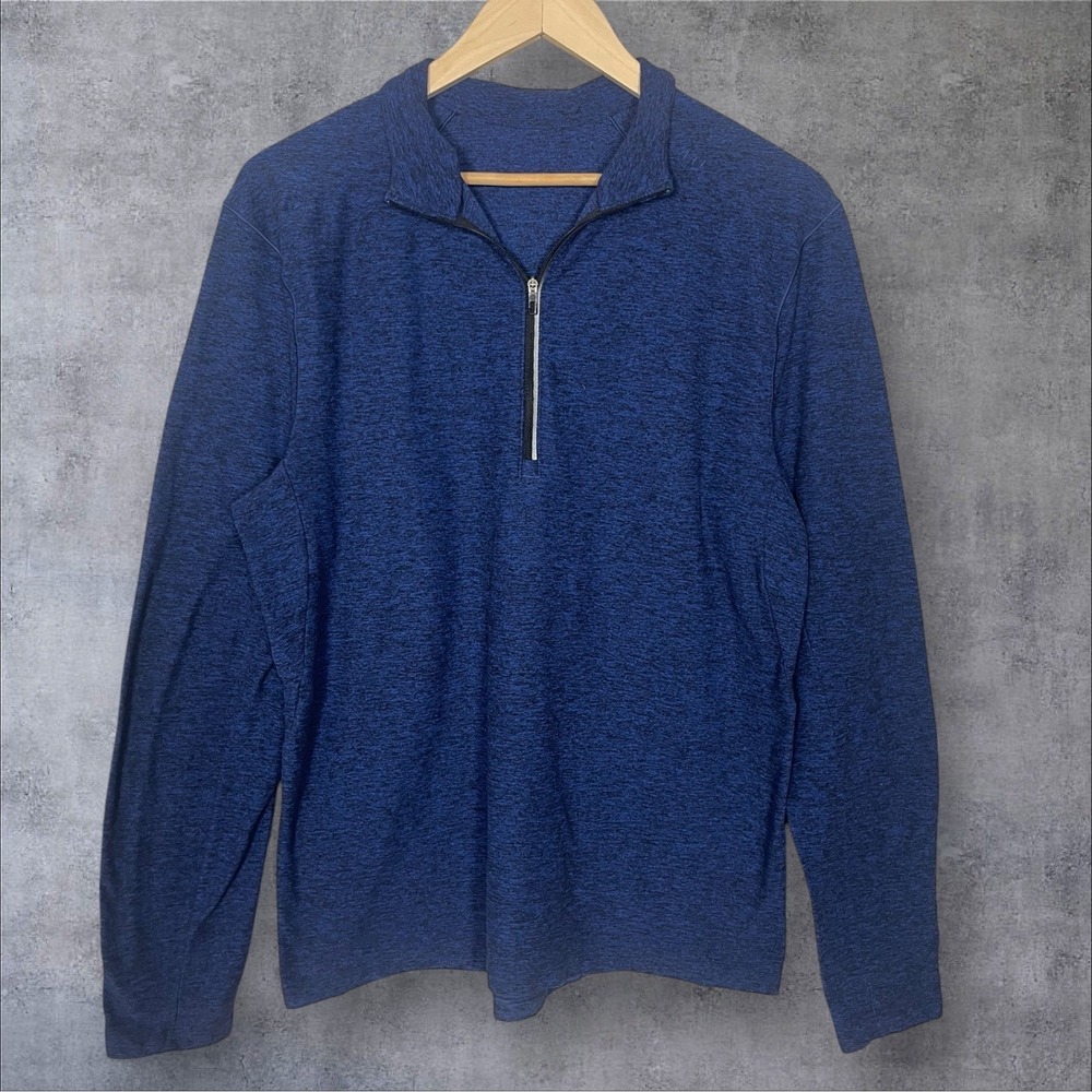 Lululemon Surge Warm Half Zip Pullover Shirt Mens M Heathered Blue Athleisure